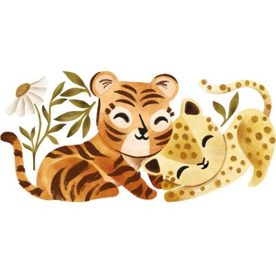 Stickers muraux Tigre et léopard (70 x 34 cm)  par Lilipinso