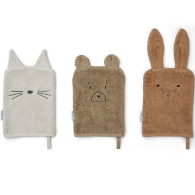 Lot de 3 gants de toilette Sylvester Oat multi mix Liewood