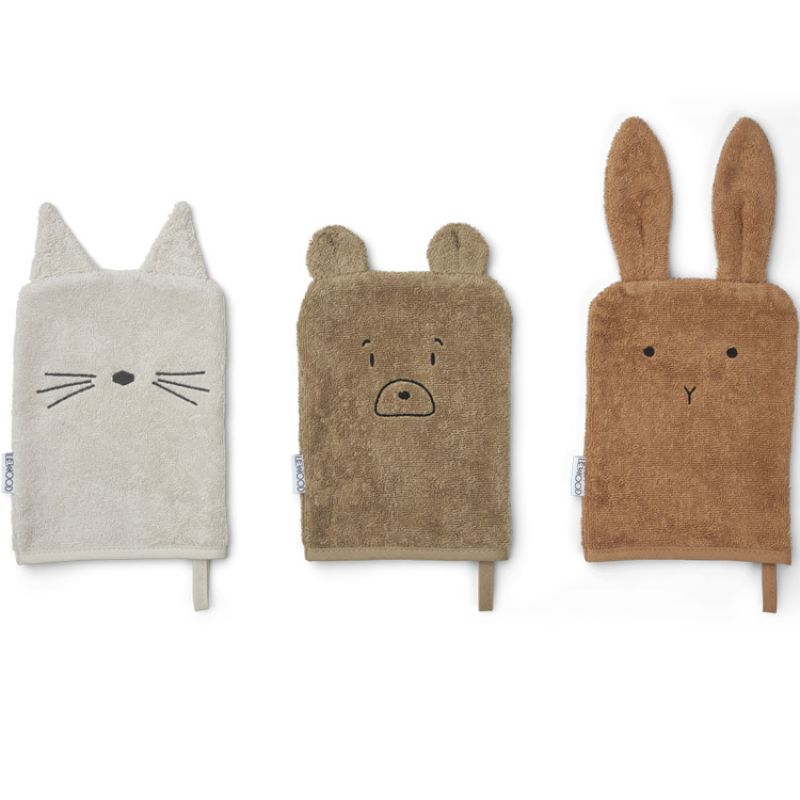 Lot de 3 gants de toilette Sylvester Oat multi mix Liewood Produit 1