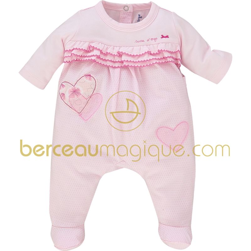 Pyjama en maille Aquarelle rose (3 au 6 mois) Sucre d'orge