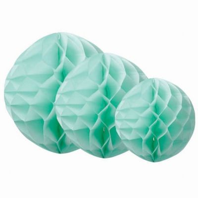 Boules en papier alvéolé vert menthe (3 pièces)