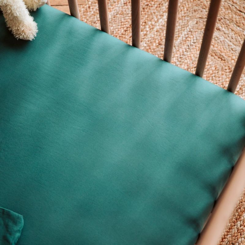 Drap housse pur coton Eucalyptus (60 x 120 cm) Kadolis Ambiance 2