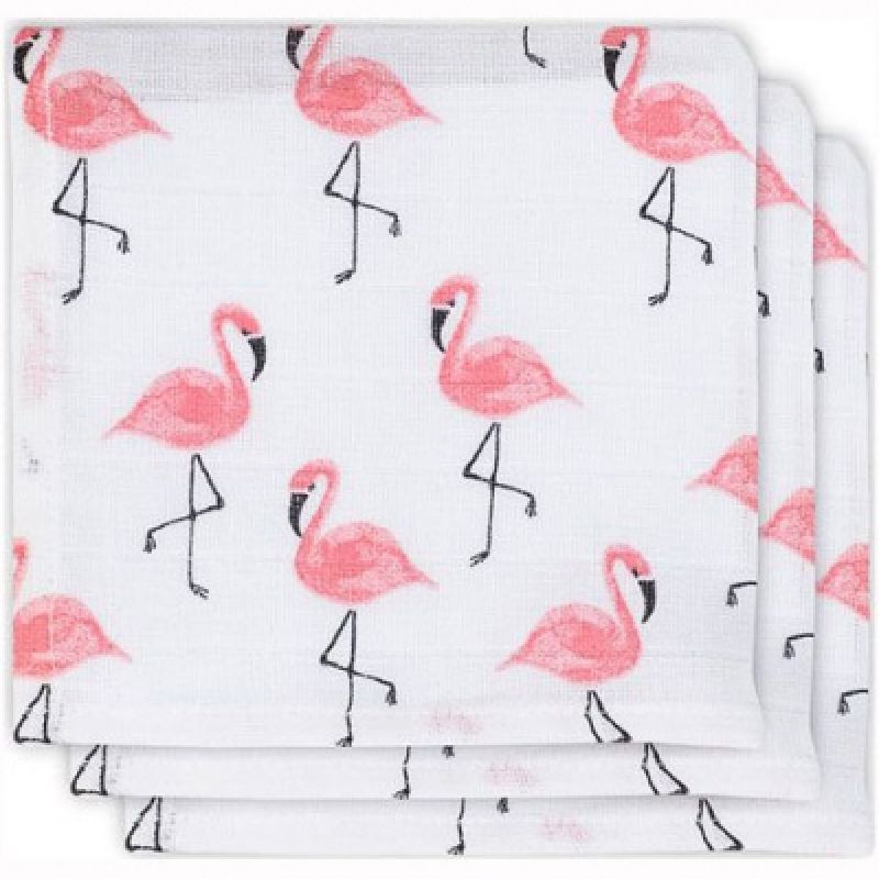 Lot de 3 mini langes hydrophiles Flamant rose (31 x 31 cm) Jollein