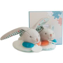 Chaussons lapin Happy avec hochet (6-12 mois)  par Doudou et Compagnie