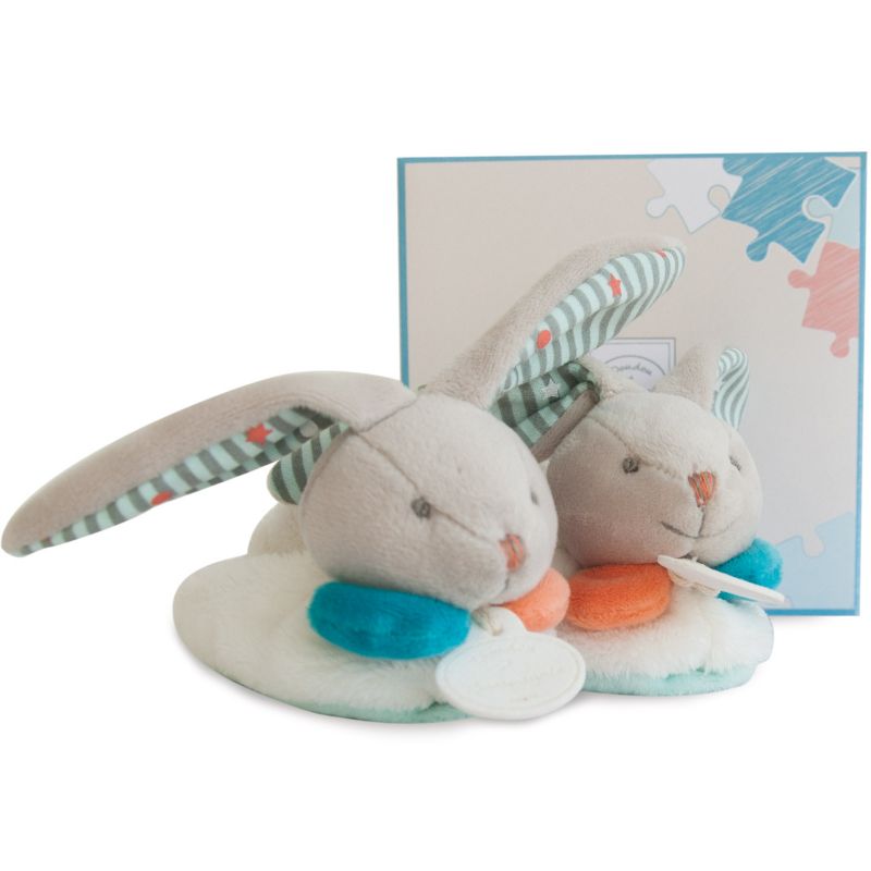Chaussons lapin Happy avec hochet (6-12 mois) Doudou et Compagnie