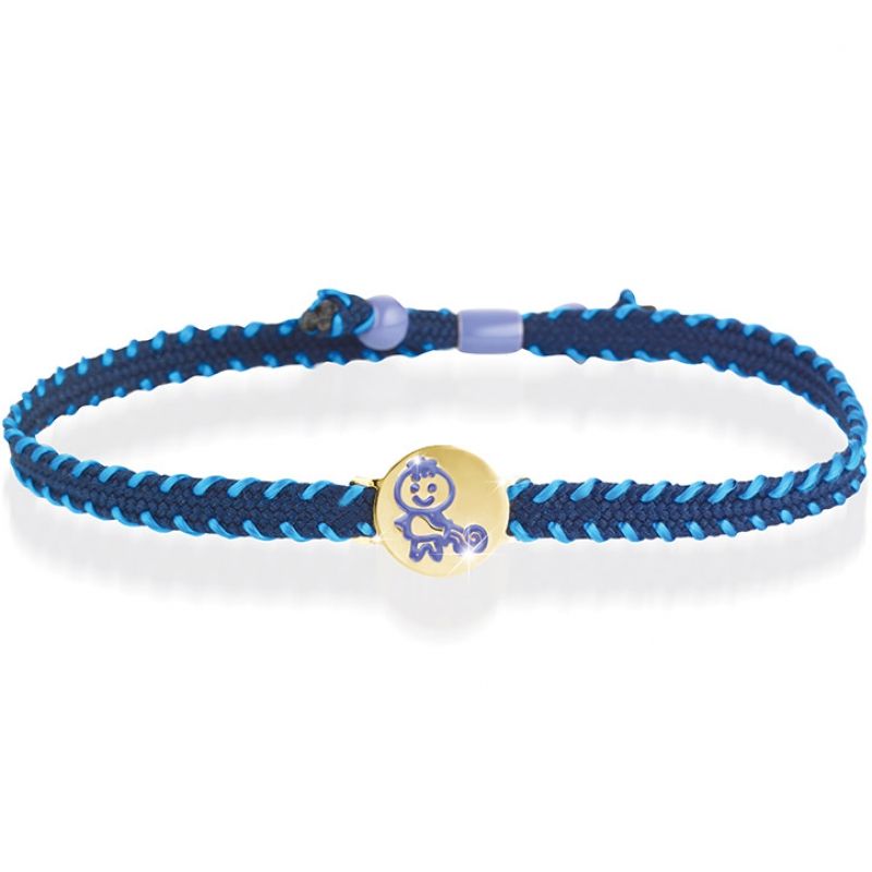 Bracelet cordon Primegioie Zodiaque Verseau (or jaune 375°) leBebé