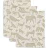 Lot de 3 gants de toilette en gaze de coton Animals Olive Green - Jollein