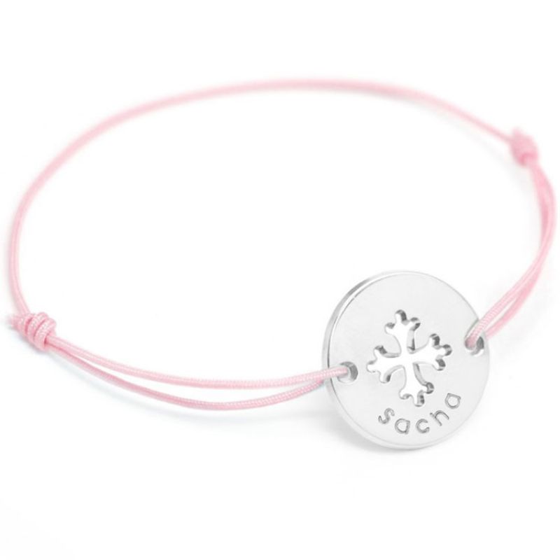 Bracelet cordon Mini jeton Croix occitane (argent 925°) Petits trésors