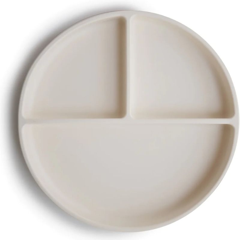 Assiette à compartiments en silicone avec ventouse Ivory - Reconditionné Mushie Produit 1