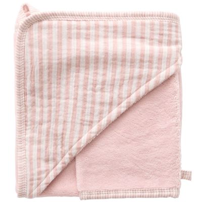 Cape de bain rayé vieux rose Soft Stripes