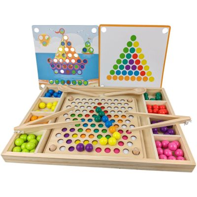 Jeu de création et d'adresse avec billes en bois