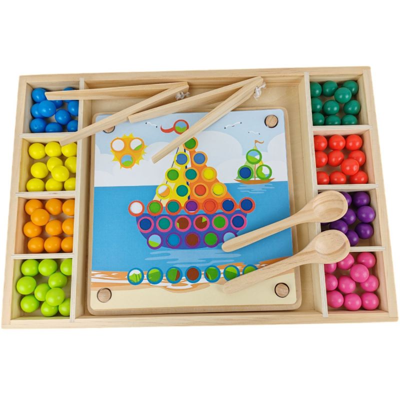 Jeu de création et d'adresse avec billes en bois Sapin Malin Produit 3