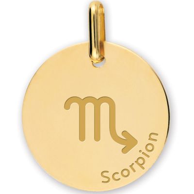 médaille zodiaque scorpion personnalisable (or jaune 375°)
