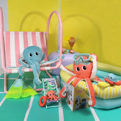 Peluche Filou maman et bébé Les Ptipotos Aqua (50 cm)