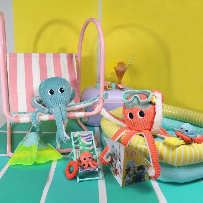 Peluche Pieuvre maman et bébé Les Ptipotos Aqua (50 cm) Les Déglingos Ambiance 2