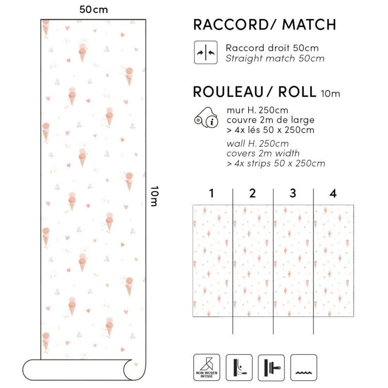 Papier peint Cherry Cherie glaces et papillons pink (50 cm x 10m)  Lilipinso Produit 4