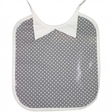 Bavoir à nouer plastifié col chemise Ronds dans les Etoiles étoilé gris  par Les Petits Vintage