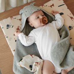 Cape de bain Albert hippo vert d'eau (70 x 70 cm)