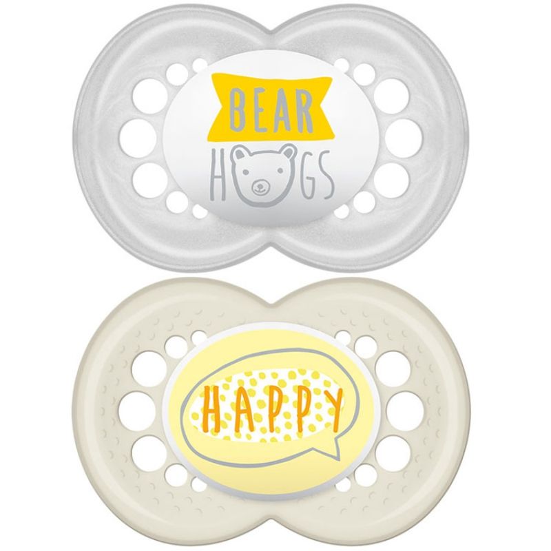 Lot de 2 sucettes anatomiques Décor message mixte (6 mois et +) MAM