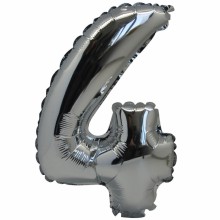 Ballon aluminium mylar argent chiffre 4  par Arty Fêtes Factory