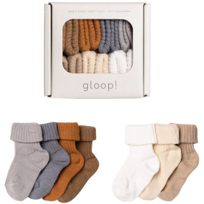 Gloop ! - Lot de 7 paires chaussettes ocre (0-3 mois)