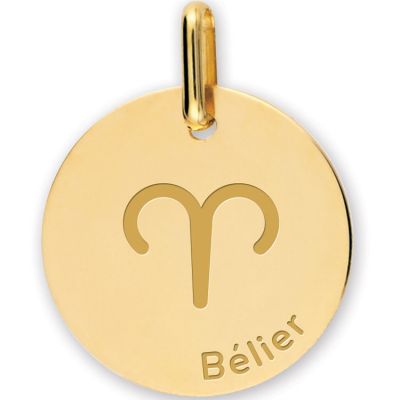 Médaille zodiaque Bélier personnalisable (or jaune 375°)  par Lucas Lucor