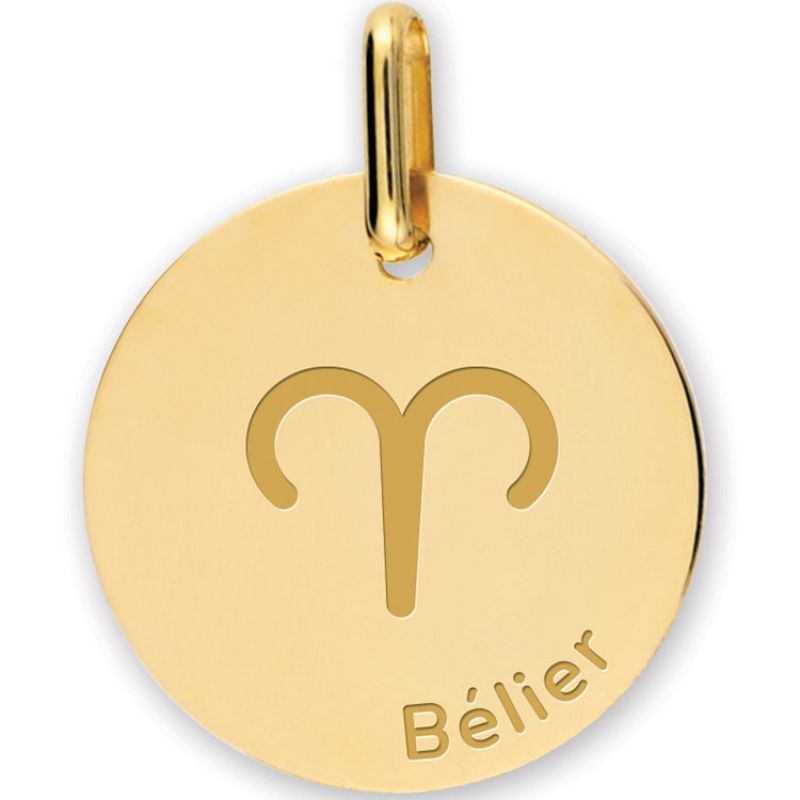 Médaille zodiaque Bélier personnalisable (or jaune 375°) Lucas Lucor