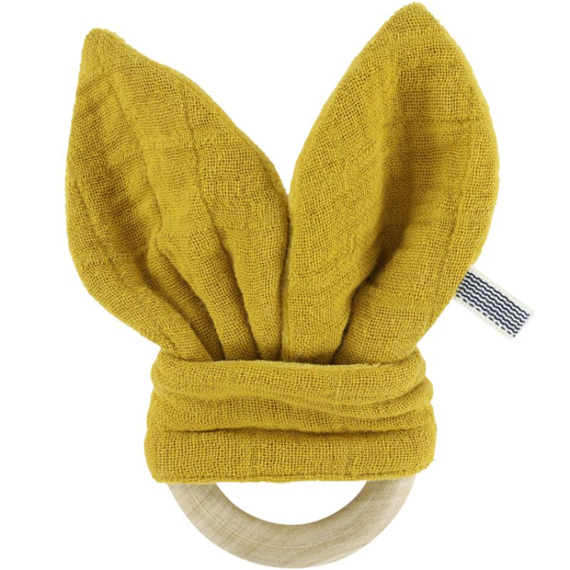 Anneau de dentition en bois Bliss jaune moutarde Trixie