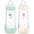 Lot de 2 biberons Easy Start anti-colique Menthe Tétine débit 3 (320ml) - MAM