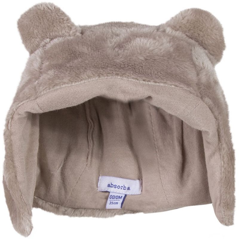 Bonnet fourrure polaire taupe (tour de tête : 44 cm) Absorba