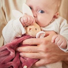 Doudou plat Lapin bordeaux