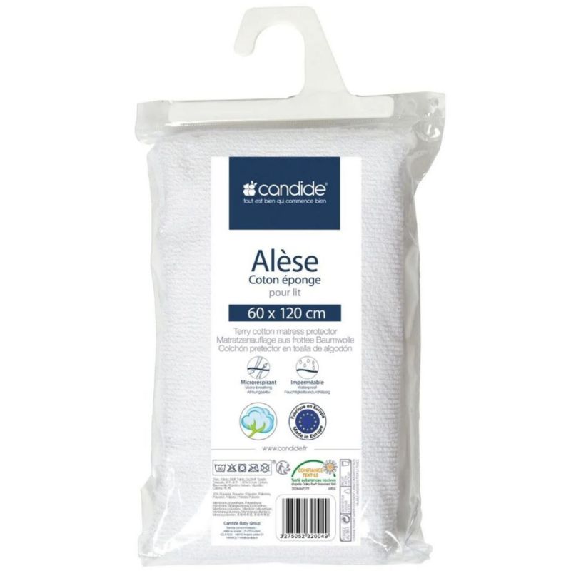 Protège matelas alèse éponge blanc (60 x 120 cm) Candide Produit 3