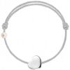 Bracelet cordon Coeur et perle gris (or blanc 750°) - Claverin