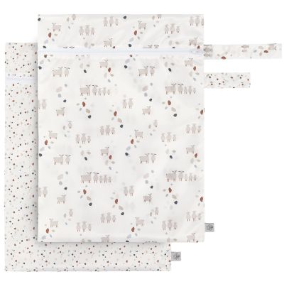 Lot de 2 sacs étanches pour vêtements mouillés Tiny Farmer pois et mouton Lässig 