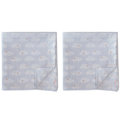 Lot de 2 maxi-langes mousseline Clouds (110 x 110 cm) Trixie