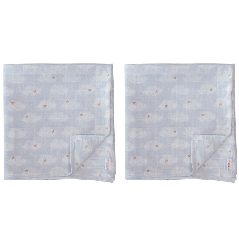 Lot de 2 maxi-langes mousseline Clouds (110 x 110 cm)  Trixie
