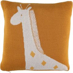 Coussin carré en tricot bio Tiga la girafe TSO (36 x 36 cm)