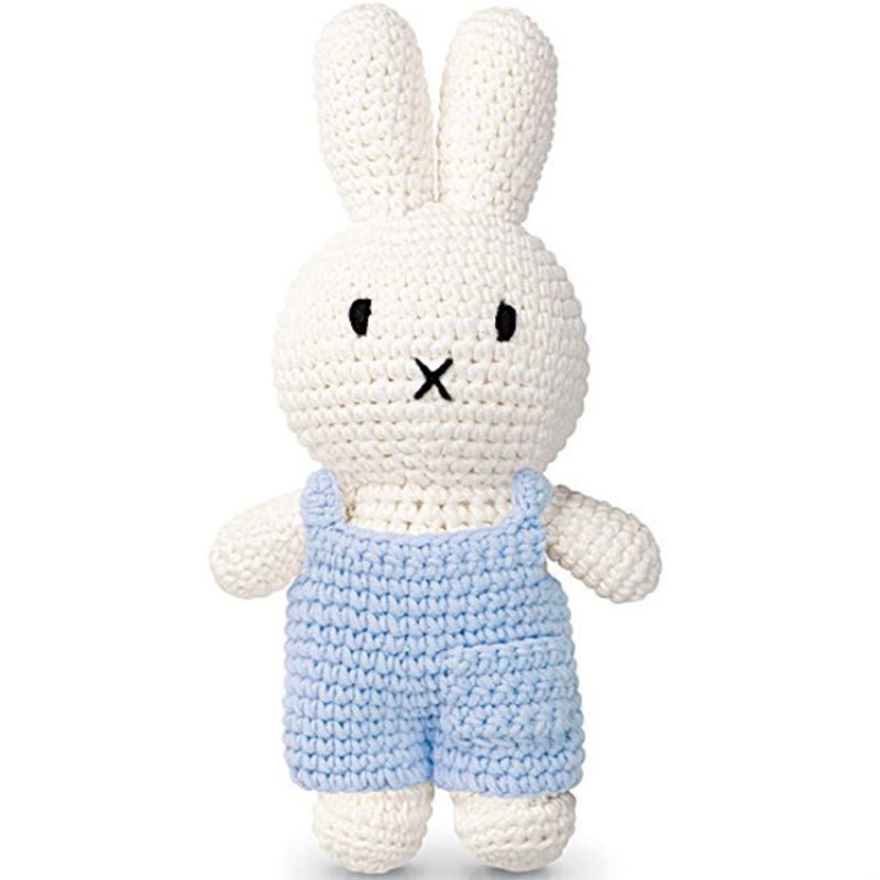 Peluche Miffy en salopette bleu pastel (25 cm) Just Dutch