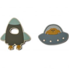 Lot de 2 anneaux de dentition en silicone Gia Space blue multi mix - Liewood