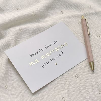 Carte demande Veux-tu devenir ma marraine pour la vie?