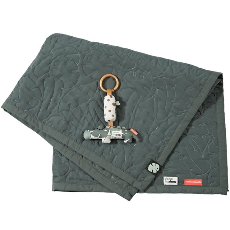 Coffret de naissance couverture et jouet d'éveil à suspendre Tiny tropics Done by Deer