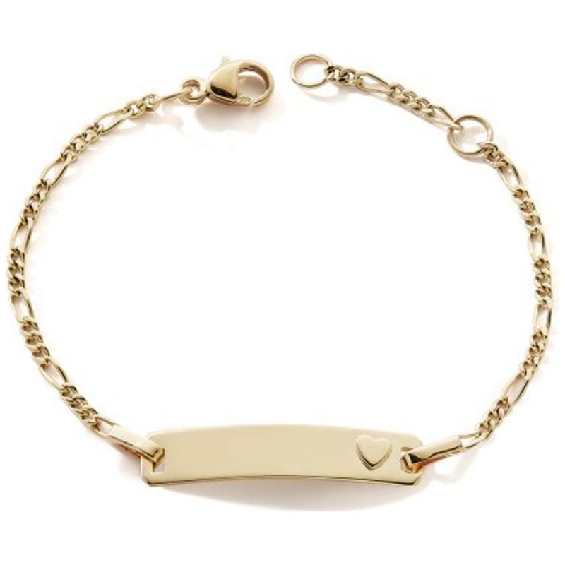 Gourmette rectangle Cœur (or jaune 375°) Baby bijoux Produit 1