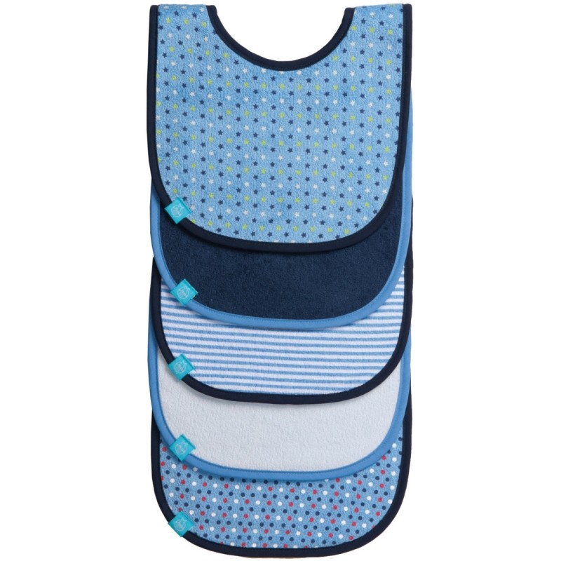 Lot de 5 bavoirs éponge imprimé bleu garçon Lässig