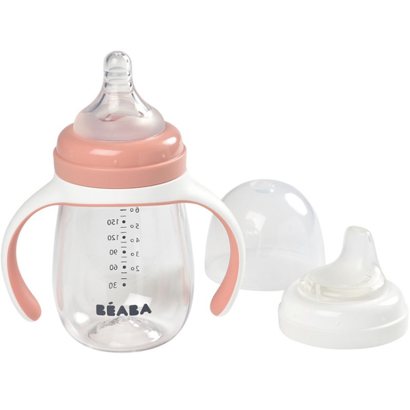 Biberon d'apprentissage 2 en 1 en tritan Old Pink (210 ml) Béaba