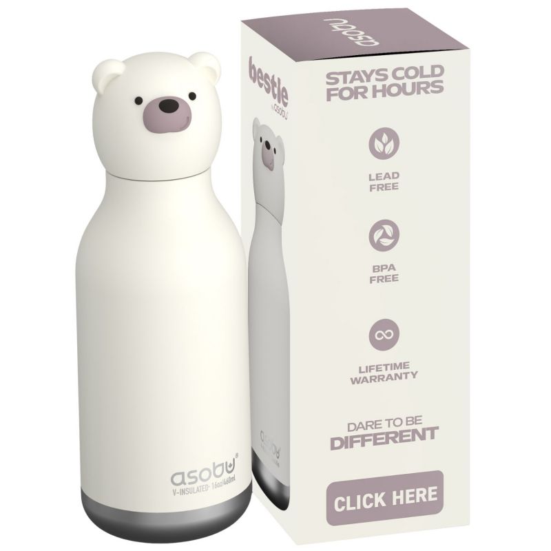Gourde isotherme Bestie Ours Blanc (460 ml) Asobu Packaging 9