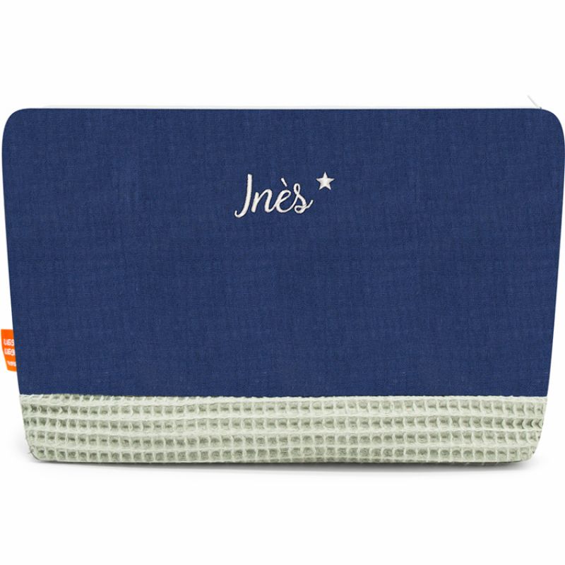 Pochette trousseau Nomade Bleu nuit (personnalisable) L'oiseau bateau
