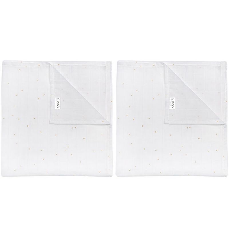 Lot de 2 maxi-langes en mousseline Gold Blossom (110 x 110 cm) Les Rêves d'Anaïs
