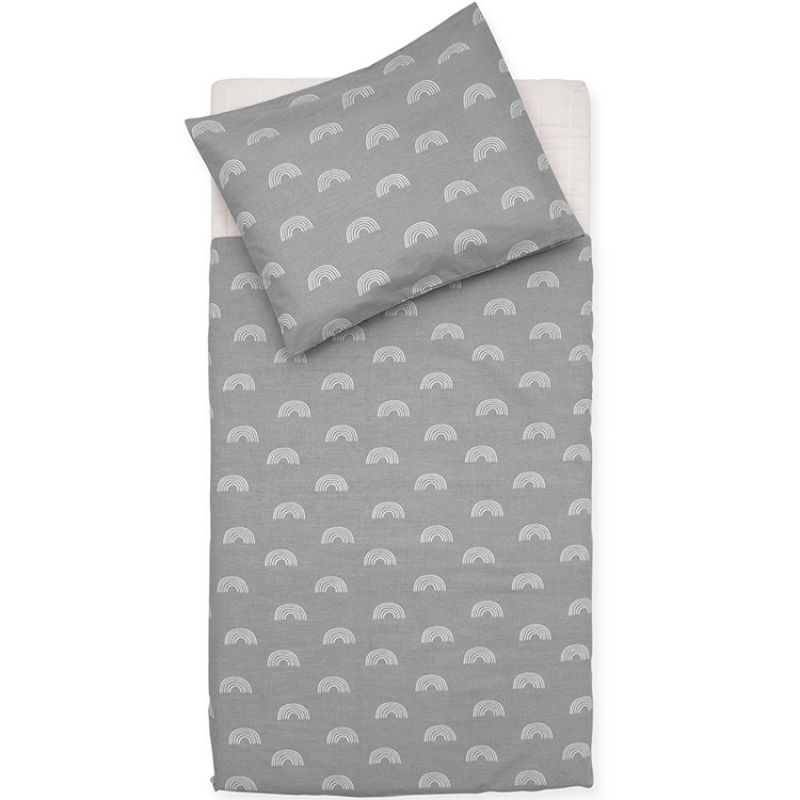 Housse de couette (100 x 140 cm) et taie (40 x 60 cm) Rainbow gris Jollein