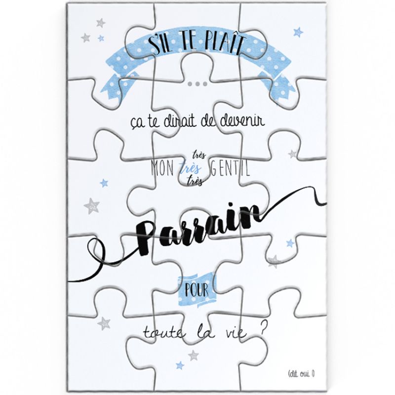 Puzzle de demande de parrain (10 x 15 cm) La Poupette à paillettes