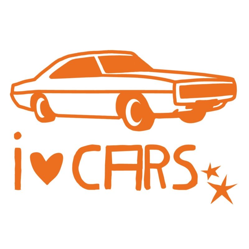 Mini sticker fluo I love cars (10 x 10 cm) Mimi'lou
